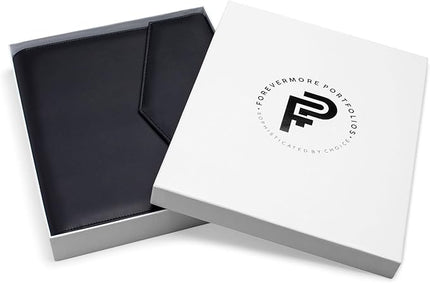 FOREVERMORE PORTFOLIOS Padfolio Binder Organizer for Women | Faux Leather Portfolio Folder for Resume, Documents, Notebook, Tablet and Business Cards | Notepad Included - Black