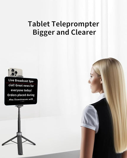 Metal Dual Device Tablet & Phone Holder Tripod Mount Adapter Set for Live Streaming and Teleprompter - Compatible with Tripods, Monopods, Selfie Sticks, Heads, Gimbals and Stabilizers