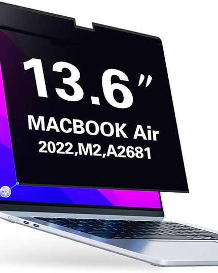PYS MacBook Air 13.6 Inch Magnetic Privacy Screen for M2 Chip 2022 (A2681) - Removable Anti-Spy Laptop Shield
