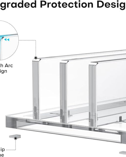 OMOTON Vertical Laptop Stand for Desk, Acrylic Dual Laptop Holder Desktop Clear Adjustable Dock for MacBook Pro Air, HP, All Gaming Laptops up to 17” (Clear, Dual Slot)