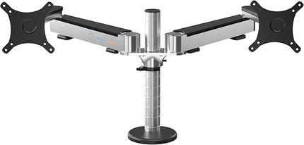 VERSADESK OmniView Dual Monitor Stand - Height Adjustable Arms for 24"-27" Screens - Desk Mount with 360° Rotation - VESA Compatible - Each Arm Supports up to 15lbs | Black