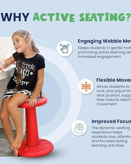 Studico ActiveChairs Adjustable Wobble Stool, Flexible Classroom Seating, Improves Focus, Posture & Helps ADHD/ADD, Sensory Chair, Active Desk Chairs, Adjusts from 16.65" to 23.75", Ages 13-18, Grey