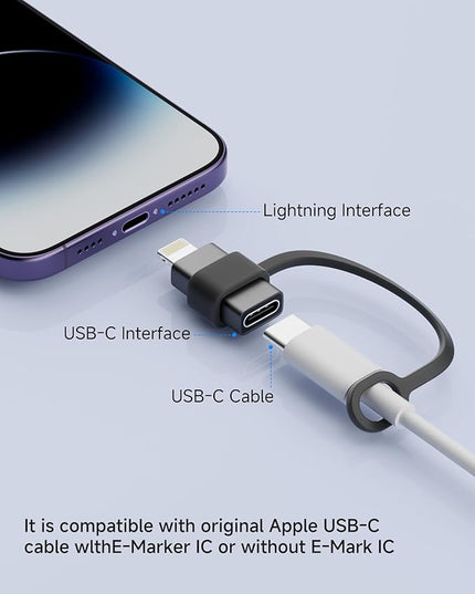 MFi Certified USB C to Lightning Adapter 4-Pack, 27W Fast Charging & Data Sync, Lightning to USB Type C Cable Adapter Compatible with iPhone 14/13/12/Pro/Max, iPad, AirPods, with Anti-Loss Lanyard