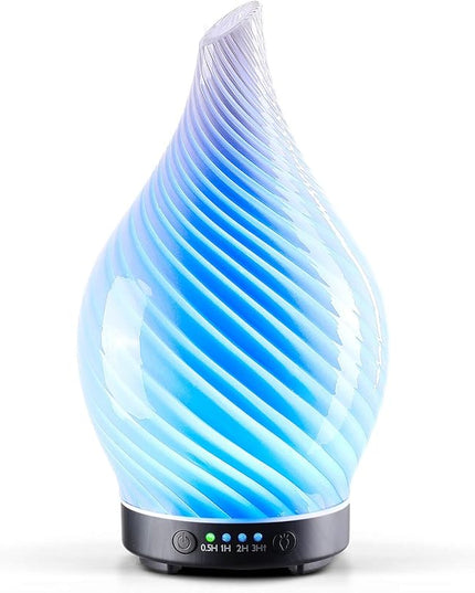 Porseme 150ml Essential Oil Diffuser Glass Color Changing Aroma Air Diffusers Aromatherapy Ultrasonic Cool Mist Humidifier 6 Running Hours Waterless Auto-Off for Sleeping Yoga Office Spa (Pure White)