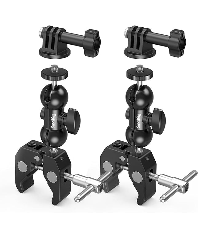 SMALLRIG Super Camera Clamp Mount 2-Pack, Double Ball Head Magic Arm Adapter, Fence/Desk/Tripod Mount for Monitor/Light/Camera, for Insta360, for Gopro, for Osmo Pocket 3, 5321