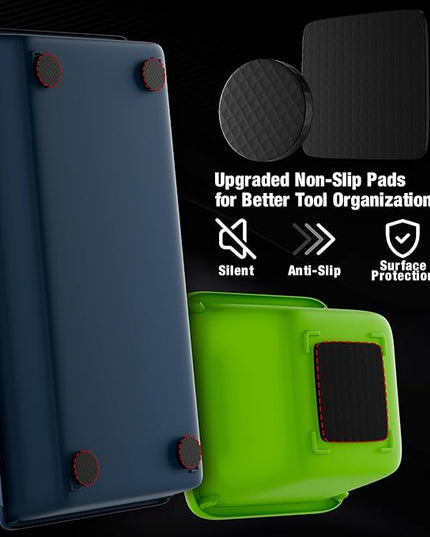 Tool Box Organizer, Tool Drawer Organizer Trays – 47pcs Blue and Green Set with EVA Non-silp Pads for Garage Storage Desk Drawers & Tool Chest Inserts(Blue & Green 47PCS)