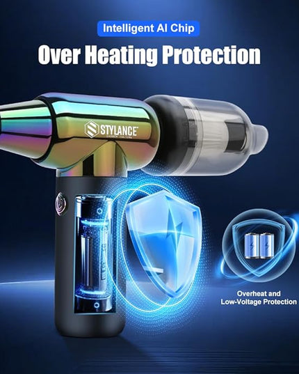 Compressed Air Duster - Barber Blower, Electric Duster, 3 Gear Mini Portable Jet Dry Air Blower, Cordless Vacuum Cleaner, for PC, Office,Salon, Fan, Laptop, Keyboard, Car (Green)