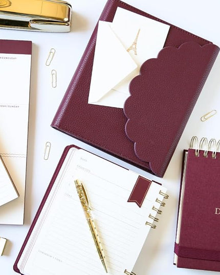 Graphique Vegan Leather Wrap Journal Luxe Collection, Hardcover Diary Notebook for Writing, 160 Lined Pages, 7” x 8.75”, Plum Red