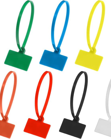 100pcs Zip Tie Tags Cable Labels Tags Nylon Cable With Label Tag Marker Ties Wire Self Locking Plastic Cords Straps Mark Cord Multi Color Electronic Identification Power Marking Label for Organizing