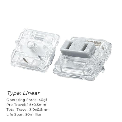 Kailh PG1350 Choc V1 Low Profile Keyboard Switches,5-Pin 20-70gf,Kailh Choc V1 Switch clicky&Linear and Tactile for Chocolate Mechanical Gaming Keyboard,Built-in LED Slot (Silver-35Pcs)