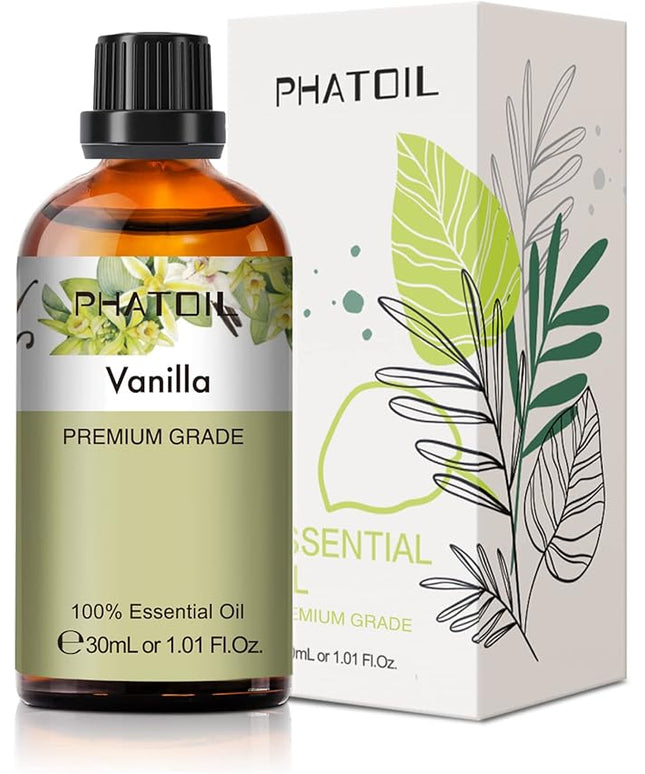 Vanilla Essential Oil, 1.01Fl.Oz (30ML) PHATOIL Pure Essential Oil Singles for Aromatherapy Diffusers, Humidifiers, Great for DIY Candle and Soap Making, Gift for Friend