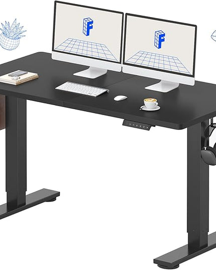 FLEXISPOT Standing Desk Electric Height Adjustable Desk with 55 x 24 Inches Splice Board, Ergonomic Memory Controller, Black Top + Black Frame