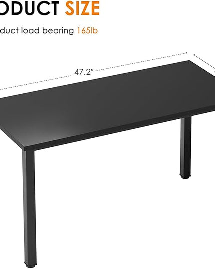 Need Computer Desk, 47 inch Home Office Desk, Modern Simple Style Home Office Gaming Desk, Basic Writing Table for Study Student, Black Metal Frame, Black
