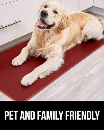 GORILLA GRIP 2 Pack Comfortable Cushioned Kitchen Mats for Floor, 17x29 + 17x59, Waterproof and Stain Resistant, 1/2 Inch Thick Ergonomic Standing Desk Anti Fatigue Mat, Foam Supports Feet, Red