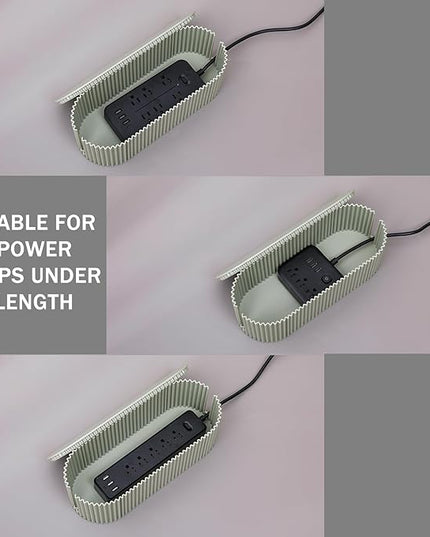 Green Cord Organizer Box, Plastic Cable Management Box with Lid, Power Strips Protector Cover Under TV and Desk for Home, Office, Bathroom, School, Wires Hider Protector for Floor (Small)