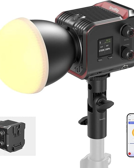 SmallRig RC 100B COB Video Light, 100W Bi-Color 2700K-6500K, Type-C PD Fast Charging, Built-in Battery Plate, with App Control for Photography, Photo Studio, Standard Version (Without Battery) 4893