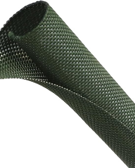 Automotive Wire Loom Tubing, Split Braided Cord Protectors from Pets No Chew, Flexible Cable Sleeve Cable Management for TV/Computer/Electric Wires (Deep Green, 5/16"-10ft)
