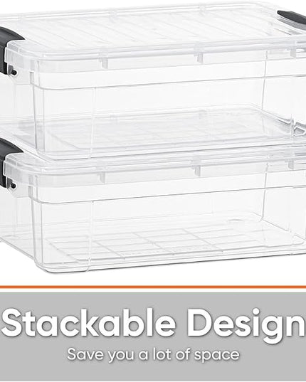 Superio Storage Bins with Lids- 6 Pack, 7.4 Qt Clear Boxes for Organizing, Stackable Plastic Containers- BPA Free, Non-Toxic, Odor Free, Organizer for Home, Office, Dorm