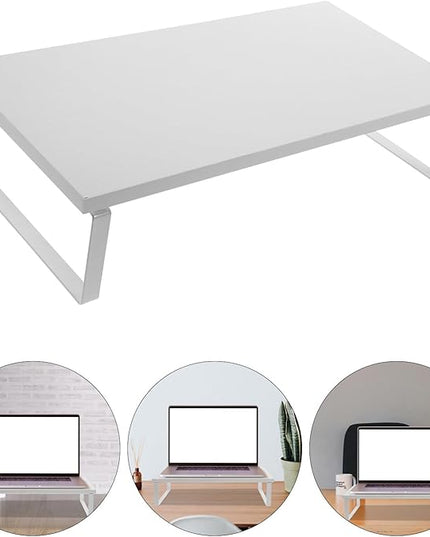 Monitor Riser Stand with Desk Organizer for Office and Home Use Stable Laptop and Computer Monitor Stand Riser White 40X20X8Cm for Workspace