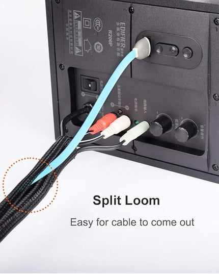 ZhiYo 6.6ft - 1 inch Cable Sleeve, Cord Wrap Wire Protector Tubing for Pets, PC Cable Wrap, Computer Cable Management Sleeve - Black