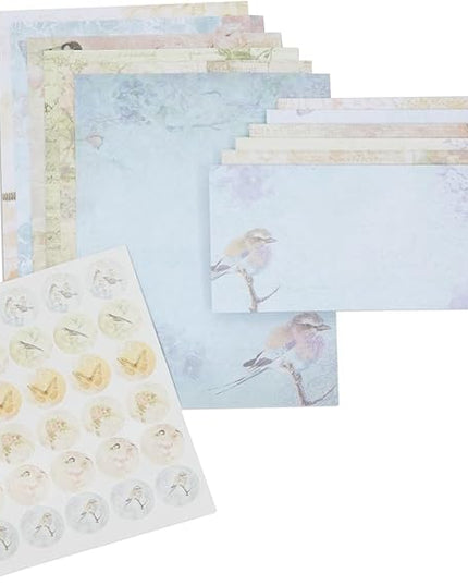 Paper Junkie Vintage Floral Letter Paper & Envelopes Set - 7.25 x 10.25 in, Multicolor - 60 Sheets & 30 Envelopes - Printer-Friendly Vintage Stationery Paper