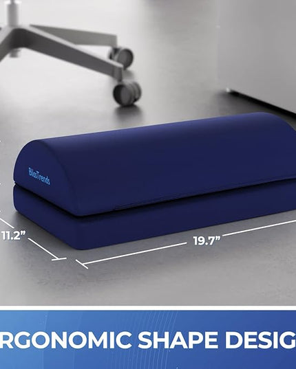 BlissTrends Foot Rest for Under Desk at Work-Versatile Foot Stool with Washable Cover-Comfortable Footrest with 2 Adjustable Heights for Car,Home and Office to Relieve Back,Lumbar,Knee Pain-Blue Long