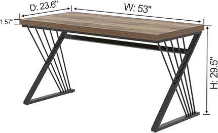 FOLUBAN Computer Desk, Modern Home Office Desk, Wood and Metal Study Writing Gaming Table for Bedroom Living Room, Rustic Oak, 53 Inch