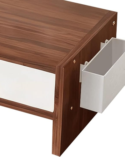 Desk Monitor Stand Riser, Double Drawer Ergonomic Organizer, Computer Desk Riser for Monitors and Accessories, Durable Wood Material, Family Friends Home Offices Indoor Study Bedroom Room Workstation