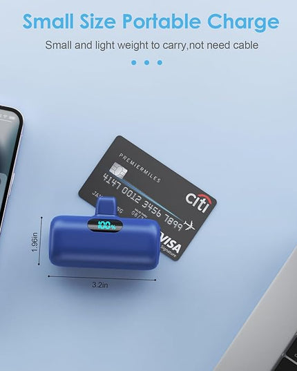 [2 Pack] Small Portable Charger for iPhone,Upgraded 5000mAh PD Fast Charging Power Bank, LCD Display Cute Mini Battery Pack Compatible with iPhone 14/14 Pro Max/13/13 Pro/12 Pro/11/XR/X/8,Blue+Pink