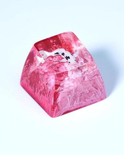 Kohaku Koi Fish Artisan Keycap Smoky Ruby Red Ocean Coral Reef R1 SA Profile Custom Keycaps 1U ESC Handmade Gaming Resin Key Cap Cherry MX Switch Compatible Mechanical Keyboard Koi Lover Gift