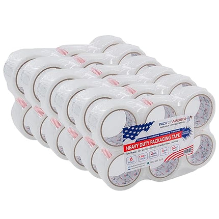 Pack of America Packing Tape, 36 Rolls 60yd (180 feet) 2 mil Thick 1.88" Width, Ultra Strong Refill for Packaging Shipping Storage Carton Box Sealing, Industrial Heavy Duty Moving Supplies, Clear