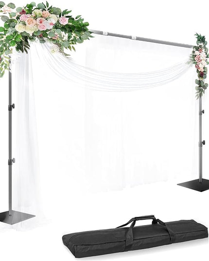 EMART Backdrop Stand, 8.5ft Height 10ft Width Adjustable Photography Background Support Poles with Heavy Duty Flat Base, Photo Metal Steel Pipe and Drape Frame Kit for Parties Birthday Wedding - Black