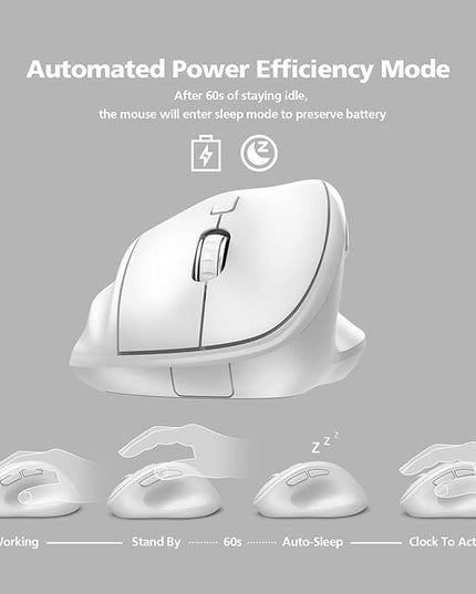 Ergonomic Wireless Mouse 2025 New Updated Smaller with USB-A Receiver for PC Computer, Laptop and Desktop, Ergo Mouse Vertical with Silent Clicks Long Battery Life, Up to 1600 DPI, White