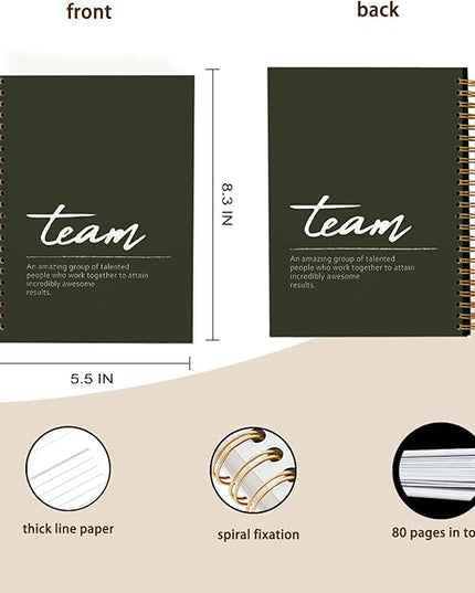Olive Green Meeting Notebook for Work, Employee Appreciation Gifts, Team Gifts for Employees, Thank You Gifts for Women Men Leader Boss Mentor Manager Coworkers Going Away Retirement, 5.5"x8.3"