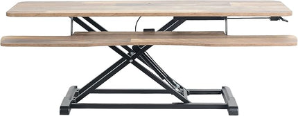 VIVO 48 inch Desk Converter, K Series, Height Adjustable Sit to Stand Riser, Dual Monitor and Laptop Workstation with Wide Keyboard Tray, Reclaimed Wood Top, Black Frame, DESK-V048KP