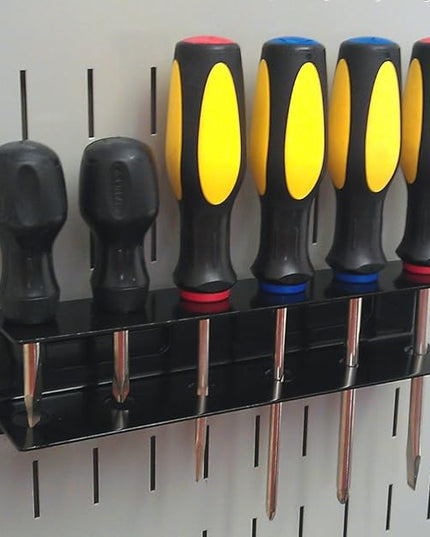 Wall Control Screwdriver Holder Bracket Slotted Metal Pegboard Accessory Slotted Tool Board - Black