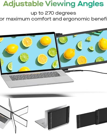 Mobile Pixels New Duex Max DS 14.1'' FHD 1080p Laptop Screen Extender, USB Type-C/HDMI Ports, Portable Monitor for 14'' to 17 Inch Laptops, Compatible with macOS/Windows/Apple/Android/Switch(Black)