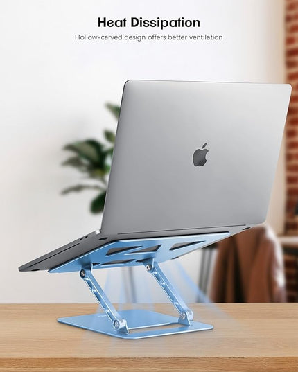 Adjustable Laptop Stand for Desk,Portable Laptop Stand Holder and Riser,Foldable Aluminum Notebook Computer Stands for MacBook Air Pro HP Lenovo Dell Samsung Chromebook, 10-15.6 inch, Sky Blue