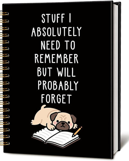 LIANGW Funny Pug Notebook Journal Gifts for Women & Men, Gifts for Pug Lovers Notebooks for Women, Funny Human Resources Gifts Journal for Coworkers, Black Hardcover Spiral Notebook 5.5x8.3 Inch