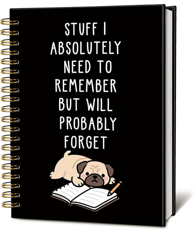 LIANGW Funny Pug Notebook Journal Gifts for Women & Men, Gifts for Pug Lovers Notebooks for Women, Funny Human Resources Gifts Journal for Coworkers, Black Hardcover Spiral Notebook 5.5x8.3 Inch