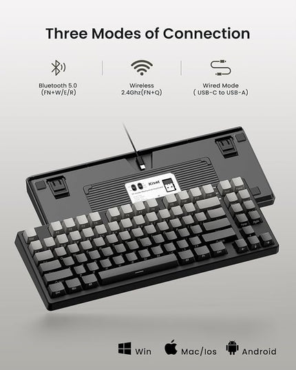 Wireless Mechanical Keyboard,Gasket Mounted Creamy Sound,Bluetooth/2.4GHz/USB-C,Side Printed PBT Keycaps with RGB Backlit, Hot Swappable,75% Compact Layout for Gaming/Typing/Win/Mac/PC(Gradient Gray)