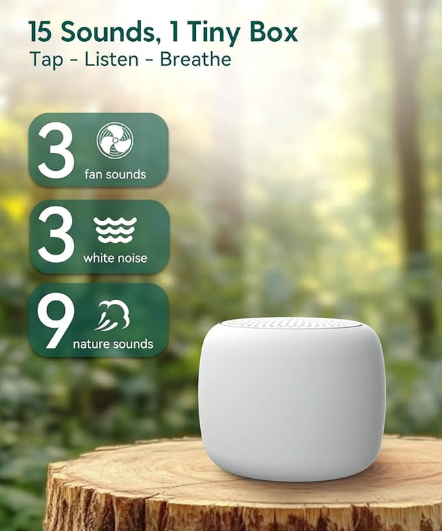 Babelio White Noise Sound Machine for Adults Kids Baby, Mini, 15 Non-looping Sounds, Timer, Memory Function, Easy to Pocket and Travel White 2 Pack