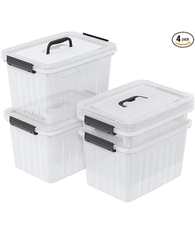 18 Quart Storage Boxes, 4-Pack Clear Plastic Storage Bins with Lids
