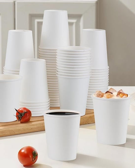 Lamosi 500 Count 12 oz Paper Coffee Cups, Disposable Paper Coffee Cups for Hot or Cold Drinks, 12 Ounce White Beverages Water Cups for Party, Picnic, Travel, Events