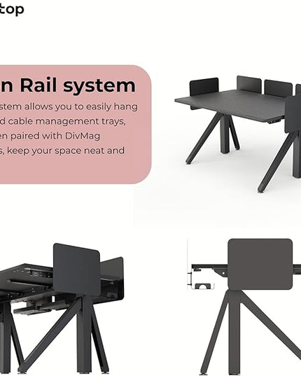 DEZCTOP Revon Pro Electric Standing Desk, 47.2" x 27.6" Large Work Surface, Height Adjustable (27.6"-47.2"), Sturdy Keel Frame, with Magnetic Modular System, Anti-Collision, Ash Black for Home Office