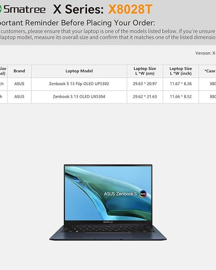 Smatree Hard EVA Protective Sleeve Case Compatible for 13 inch ASUS Zenbook S 13 OLED Laptop, for 13.3 inch ASUS Zenbook S 13 Flip OLED Laptop (X8028T)
