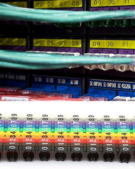 Fafeicy Wire Markers, 100 PCS KCM-6MM 6 Square, Plastic Wire Number Labels for Marking Color Coded Cables