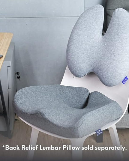 C CUSHION LAB Patented Pressure Relief Seat Cushion for Long Sitting Hours on Office/Home Chair, Car, Wheelchair - Extra-Dense Memory Foam for Hip, Tailbone, Coccyx, Sciatica - Light Grey