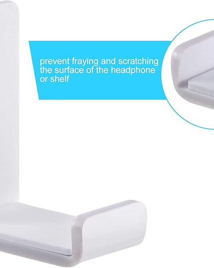 Weewooday 4 Pieces Headphone Hanger Holder Desk Adhesive Headphone Hook Wall Mount Headset Stand Acrylic Holder with Glues for General Purpose Game Earphone(White)