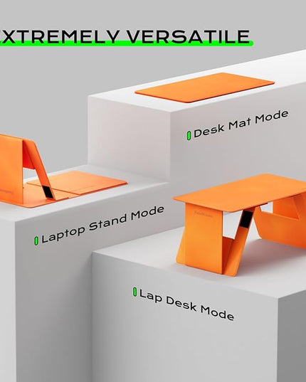 Foldable Laptop Desk Bed Computer Desk, FansDreams Pi Foldable and Portable Lap Desk, Portable Folding Lap Table, Standing Lightweight Travel Laptop Table for Study and Work (Orange, Standard)